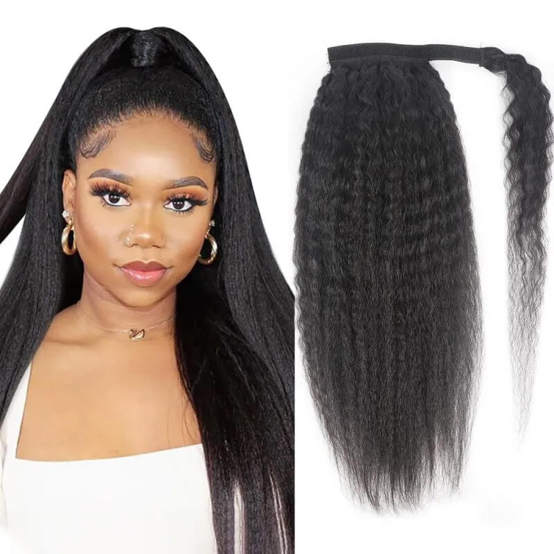 Human hair 2025 kinky straight ponytail